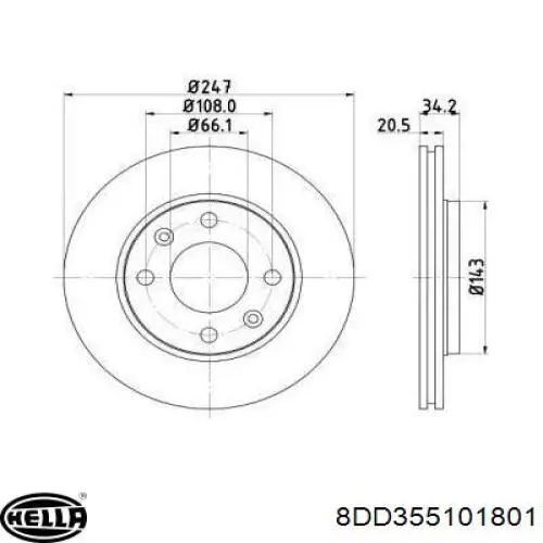 8DD355101801 HELLA диск тормозной передний