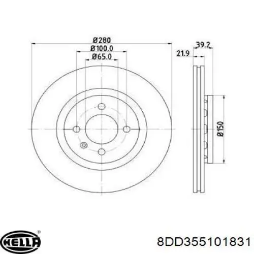 8DD355101831 HELLA диск тормозной передний