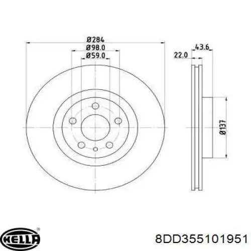 Передние тормозные диски 8DD355101951 HELLA