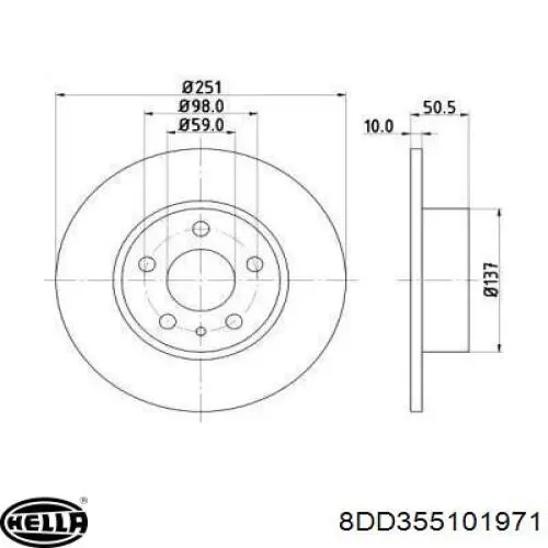 Тормозные диски 8DD355101971 HELLA