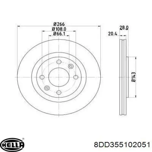 8DD355102051 HELLA диск тормозной передний