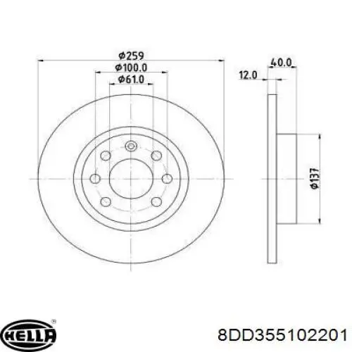 Передние тормозные диски 8DD355102201 HELLA