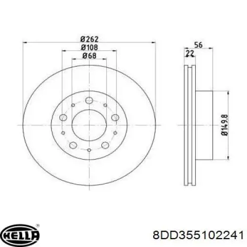 Передние тормозные диски 8DD355102241 HELLA