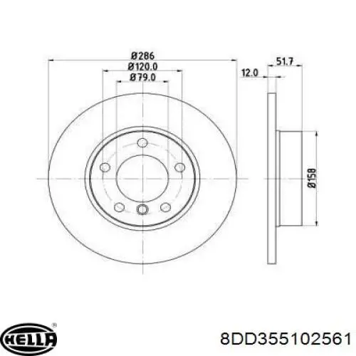 8DD355102561 HELLA диск тормозной передний