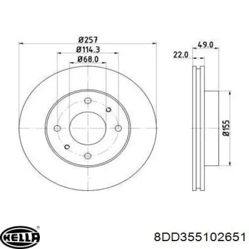 8DD355102651 HELLA диск тормозной передний