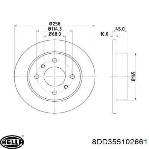 8DD355102661 HELLA диск тормозной задний