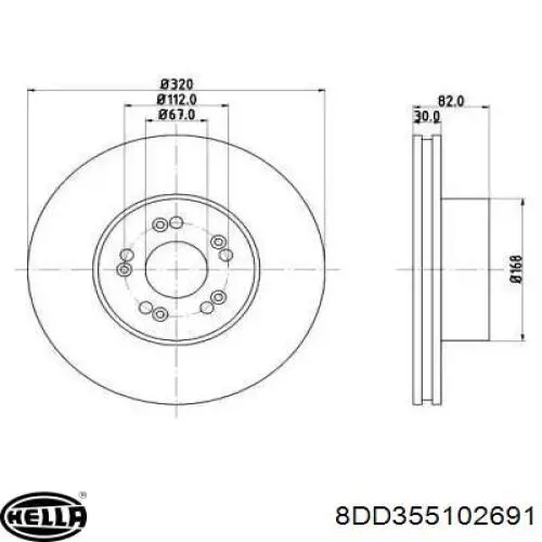 8DD355102691 HELLA диск тормозной передний