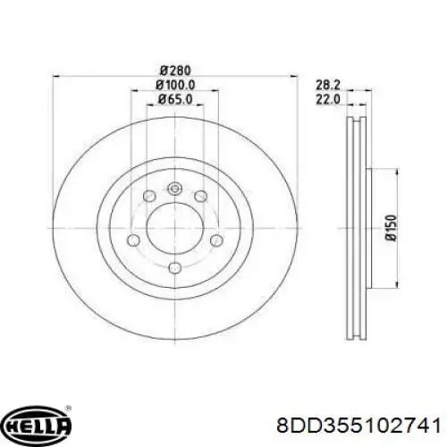 8DD355102741 HELLA диск тормозной передний