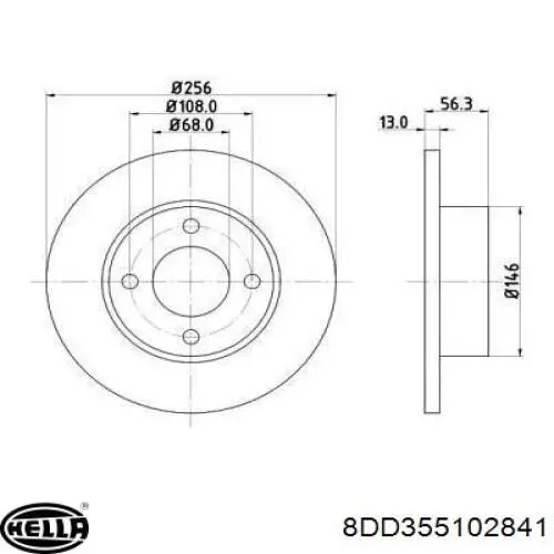 8DD355102841 HELLA диск тормозной передний