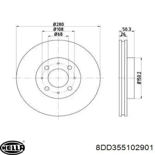 Передние тормозные диски 8DD355102901 HELLA