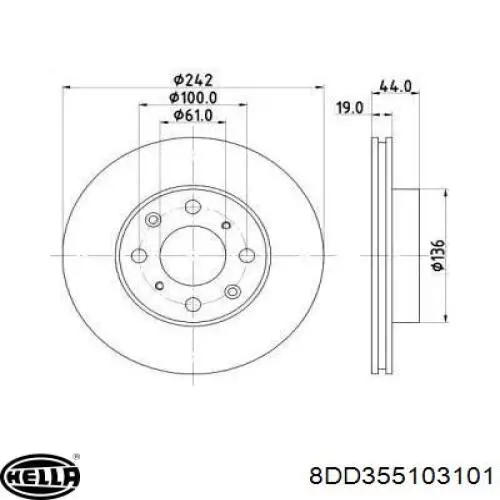 8DD355103101 HELLA диск тормозной передний