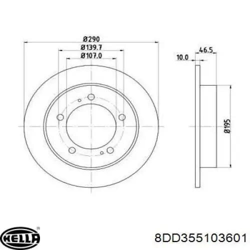 Передние тормозные диски 8DD355103601 HELLA