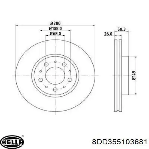 Передние тормозные диски 8DD355103681 HELLA