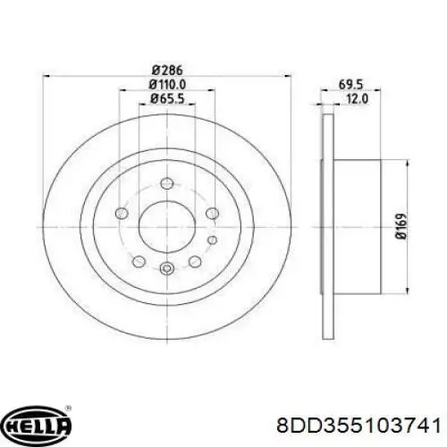 Тормозные диски 8DD355103741 HELLA