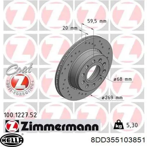 Тормозные диски 8DD355103851 HELLA