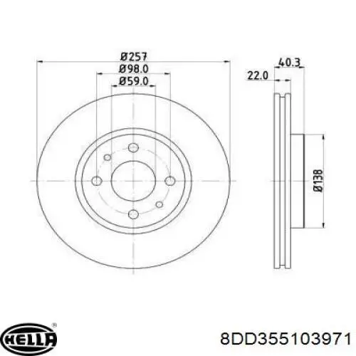 8DD 355 103-971 HELLA диск тормозной передний