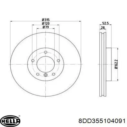 Передние тормозные диски 8DD355104091 HELLA