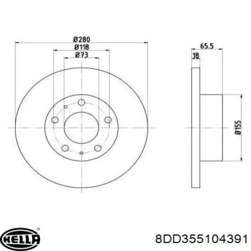 Передние тормозные диски 8DD355104391 HELLA