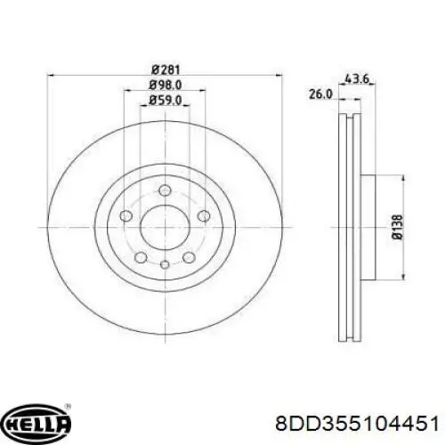 Передние тормозные диски 8DD355104451 HELLA