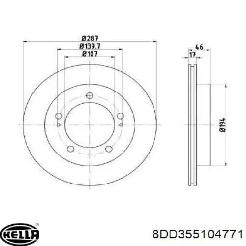 Передние тормозные диски 8DD355104771 HELLA