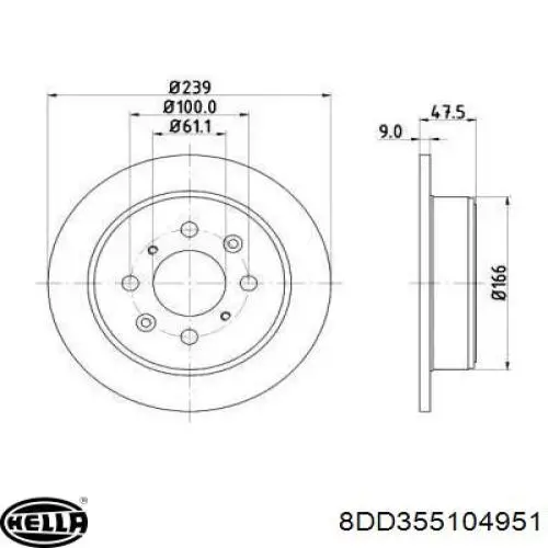 8DD 355 104-951 HELLA тормозные диски