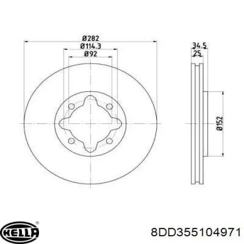 Передние тормозные диски 8DD355104971 HELLA