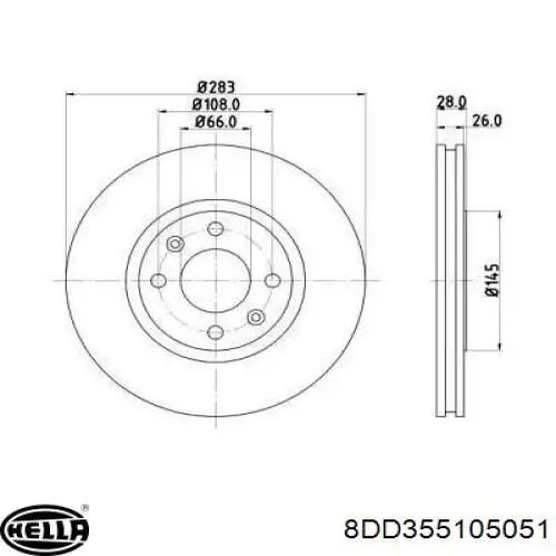 Передние тормозные диски 8DD355105051 HELLA