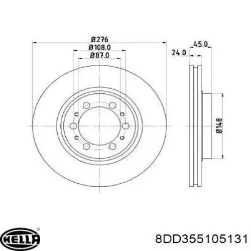 8DD355105131 HELLA диск тормозной передний