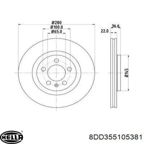 Передние тормозные диски 8DD355105381 HELLA