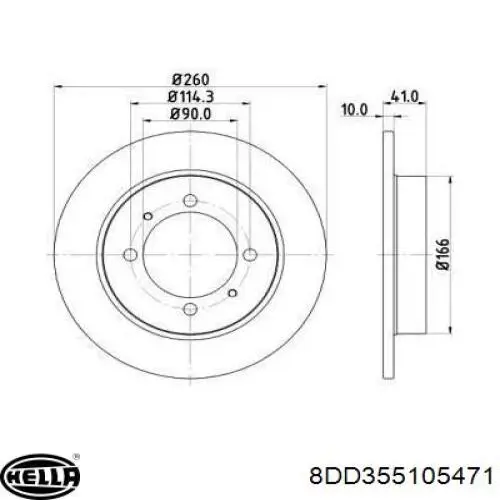 8DD 355 105-471 HELLA диск тормозной задний