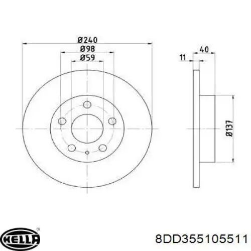 8DD355105511 HELLA диск тормозной задний