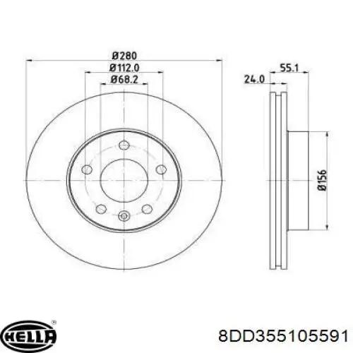 Передние тормозные диски 8DD355105591 HELLA