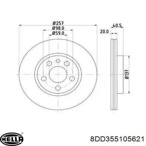 Передние тормозные диски 8DD355105621 HELLA