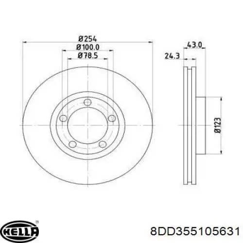 Передние тормозные диски 8DD355105631 HELLA