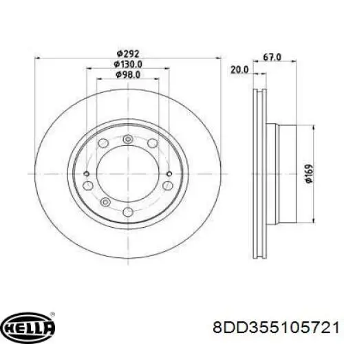 Тормозные диски 8DD355105721 HELLA