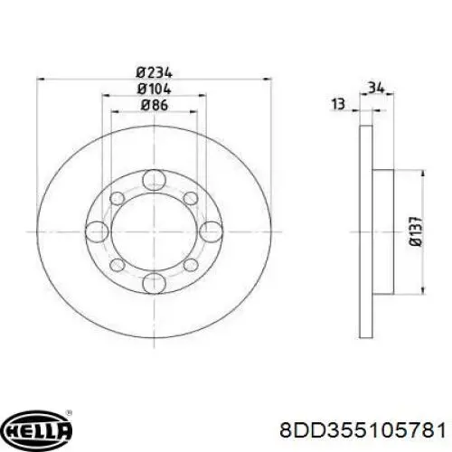 Передние тормозные диски 8DD355105781 HELLA