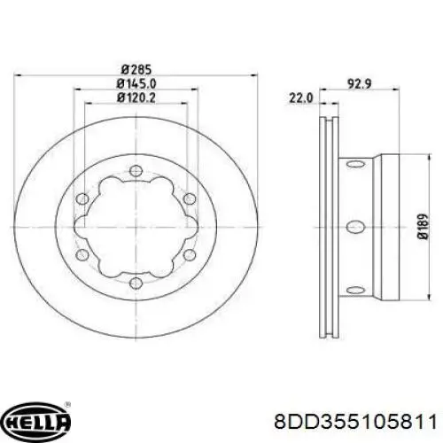 8DD355105811 HELLA диск тормозной задний