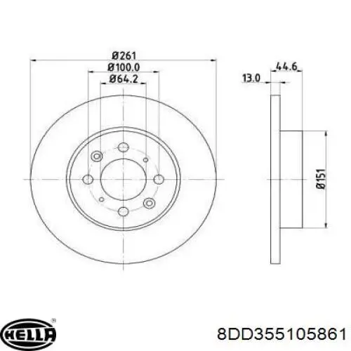 8DD355105861 HELLA диск тормозной передний