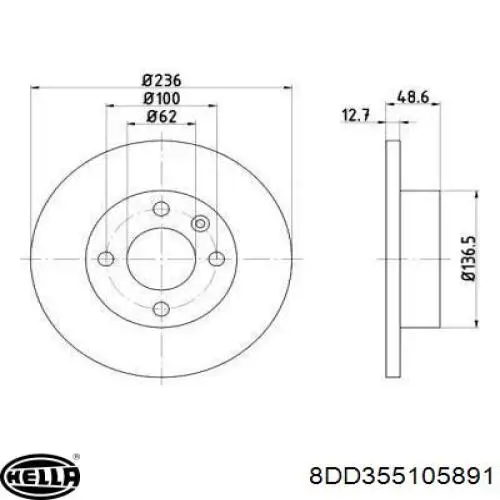 Передние тормозные диски 8DD355105891 HELLA