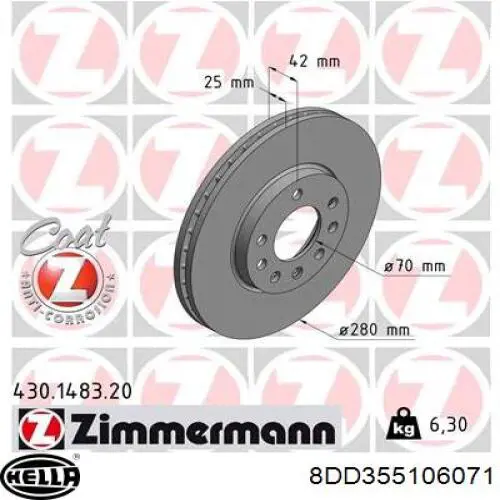 Купить 8DD355106071 HELLA Ротор тормозной