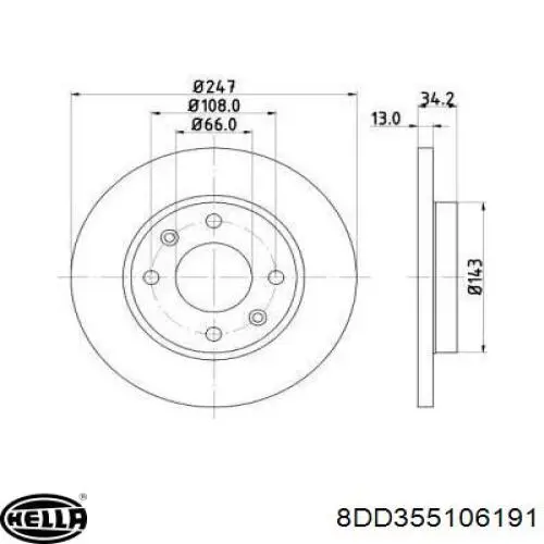 8DD355106191 HELLA диск тормозной передний