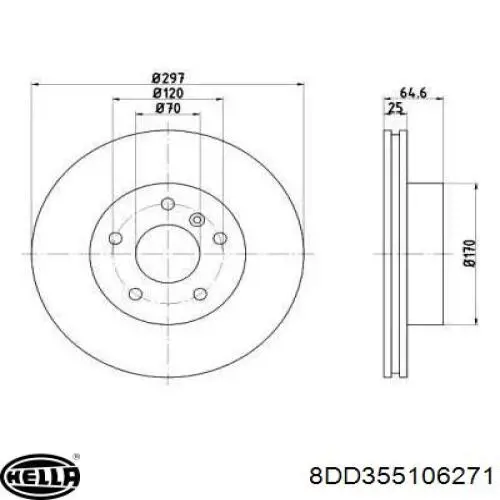 Передние тормозные диски 8DD355106271 HELLA