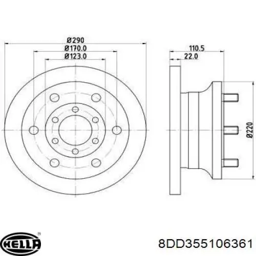8DD355106361 HELLA диск тормозной передний