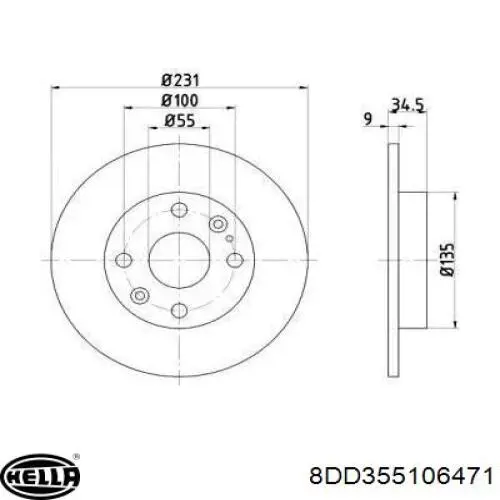 Тормозные диски 8DD355106471 HELLA