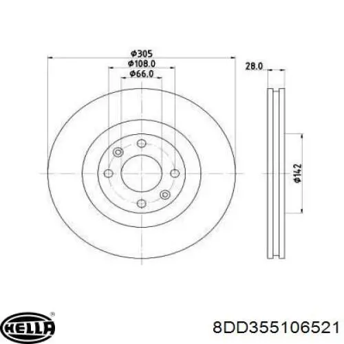 Передние тормозные диски 8DD355106521 HELLA