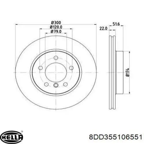8DD355106551 HELLA диск тормозной передний