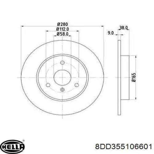8DD355106601 HELLA диск тормозной передний