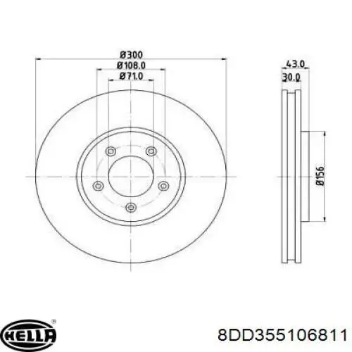 Передние тормозные диски 8DD355106811 HELLA