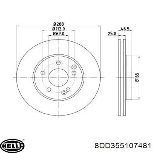 8DD 355 107-481 HELLA диск тормозной передний