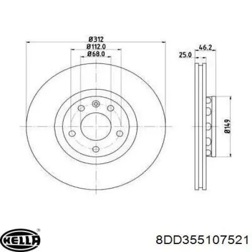 8DD355107521 HELLA передние тормозные диски